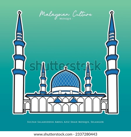 Vector of Sultan Salahuddin Abdul Aziz Shah mosque in Shah Alam, Selangor, Malaysia