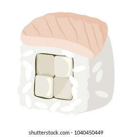 Vector sumi roll with rice, fish, on a transparent background