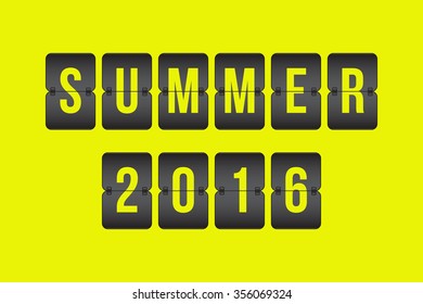 vector Summer 2016 Scoreboard, black and yellow flip sign isolated on yellow background