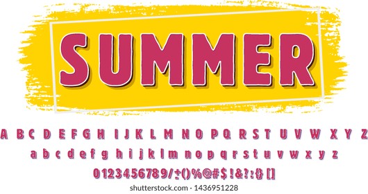 Vector summer alphabet modern typography. Font sans serif style for t shirt, party poster, promotion, sale banner. 10 eps