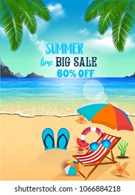 Vector summer background with beach elements