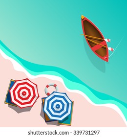 Vector Summer Background with boat