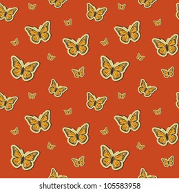 Vector summer background with butterflies, seamless pattern