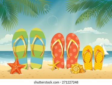 Vector summer background with summer elements 