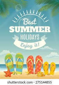 Vector summer background with summer elements 