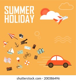Vector summer background, flat design