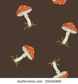 Vector summer background with fly agaric, seamless pattern