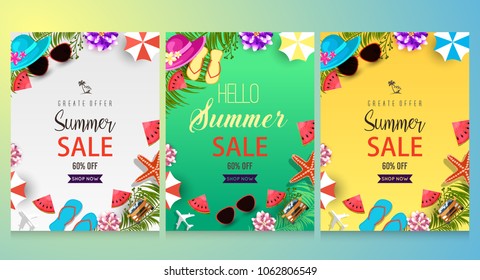 Vector summer background with holiday elements