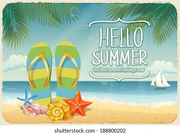 Vector summer background with holiday elements 