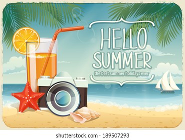 Vector summer background with holiday elements 