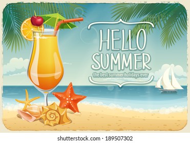 Vector summer background with holiday elements 