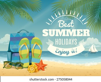 Vector summer background with holiday elements 