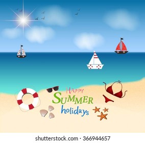 Vector summer background with holiday elements