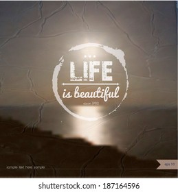 Vector summer background on grunge paper with place for your text. Landscape. Summer Time.