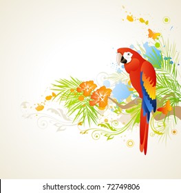 vector summer background with ornament and parrot