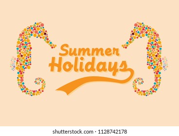 Vector summer background with seahorse and text