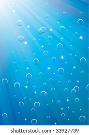 vector summer background of shiny gas bubbles in fresh water 