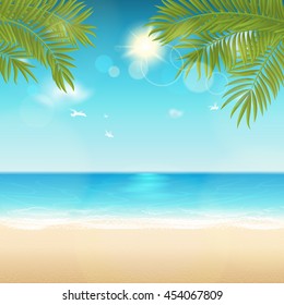 Vector summer background with space for text. Blur effect. Easy editable - all elements are separated. File contains clipping mask.
