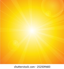 Vector : Summer background with sun and lens flare.