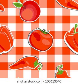 Vector summer background with  vegetables, seamless pattern