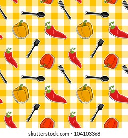 Vector summer background with  vegetables, seamless pattern