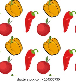 Vector summer background with vegetables, seamless pattern