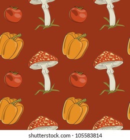 Vector summer background with vegetables, seamless pattern