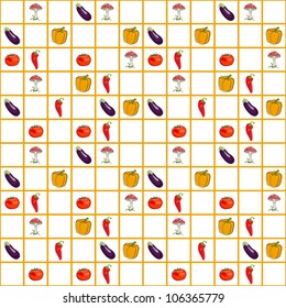 Vector summer background with vegetables, seamless pattern