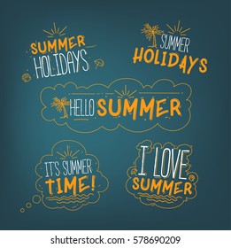 Vector Summer Badges Collection With Signs And Symbols.