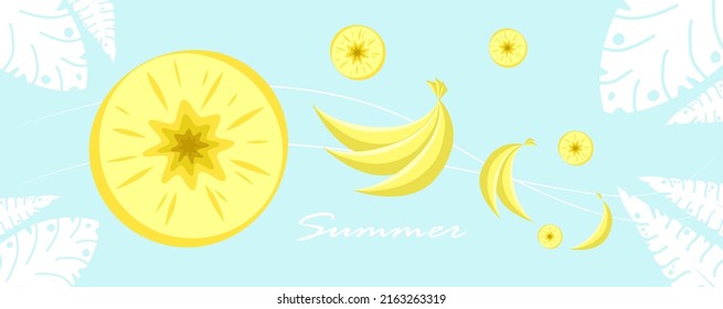 Vector summer banner with bananas for websites, journals etc.