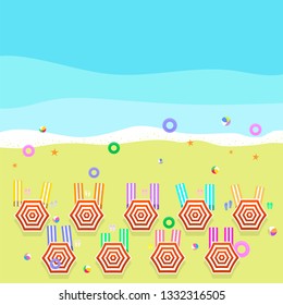 Vector Summer Banner with a Beach Vacation Background. Tropical Travel, Holiday Paradise Resort Template. Top View.
