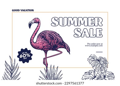 Vector of summer banner design with vintage style design