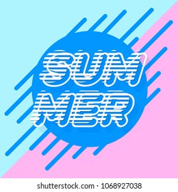 Vector summer banner modern typography style on cute color background for poster party, banner sale, decoration, card, promotion. 10 eps