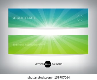 Vector summer banners with bright sun