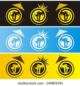 Vector summer banners with palms and sun