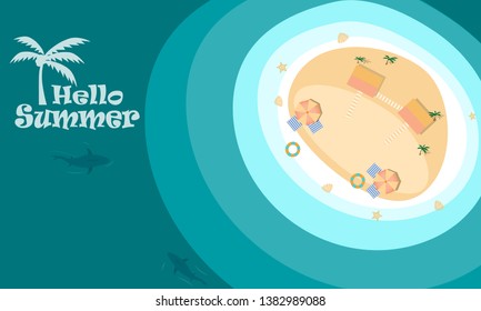 Vector of summer beach activity concept on top view  