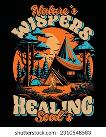 Vector summer Beach camping vintage tshirt design