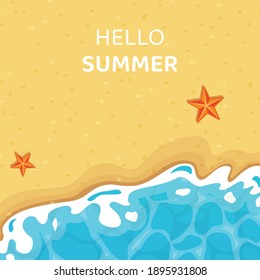 Vector summer beach, Hello summer background.