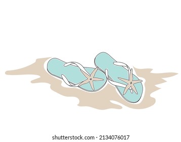 Vector Summer Beach illustration, flip flops