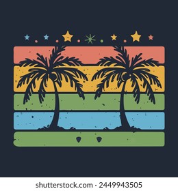 Vector Summer beach palm tree design for use summer t-shirt design