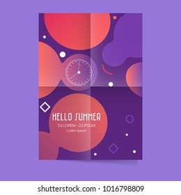 Vector Summer Beach Party Flyer Design with typographic elements on ocean landscape background