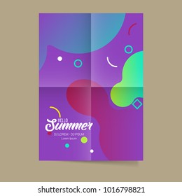 Vector Summer Beach Party Flyer Design with typographic elements on ocean landscape background