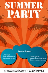 Vector Summer Beach Party Flyer Design with typographic elements on background . 