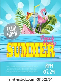 Vector Summer Beach Party Flyer Design.