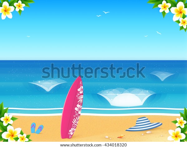 Vector Summer Beach Postcard Template Sand Stock Vector (Royalty Free ...