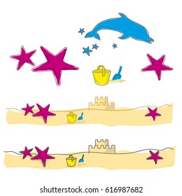 Vector summer beach sand play illustration elements