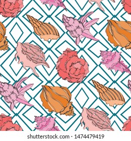 Vector Summer beach seashell tropical elements