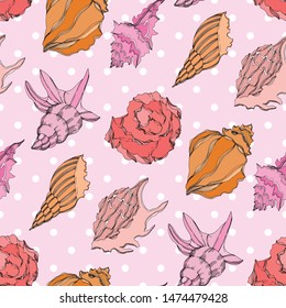 Vector Summer beach seashell tropical elements