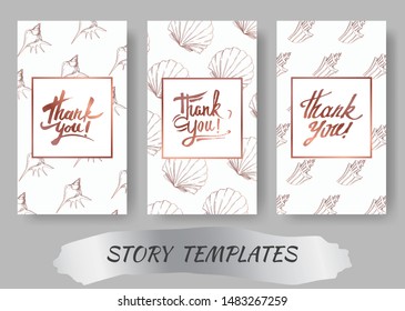 Vector Summer beach seashell tropical elements. Engraved ink art. Wedding background card decorative border. Thank you, rsvp, invitation elegant card illustration graphic set banner.