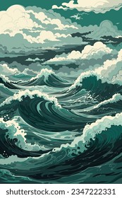 fondo acuático vectorial de olas de playa de verano